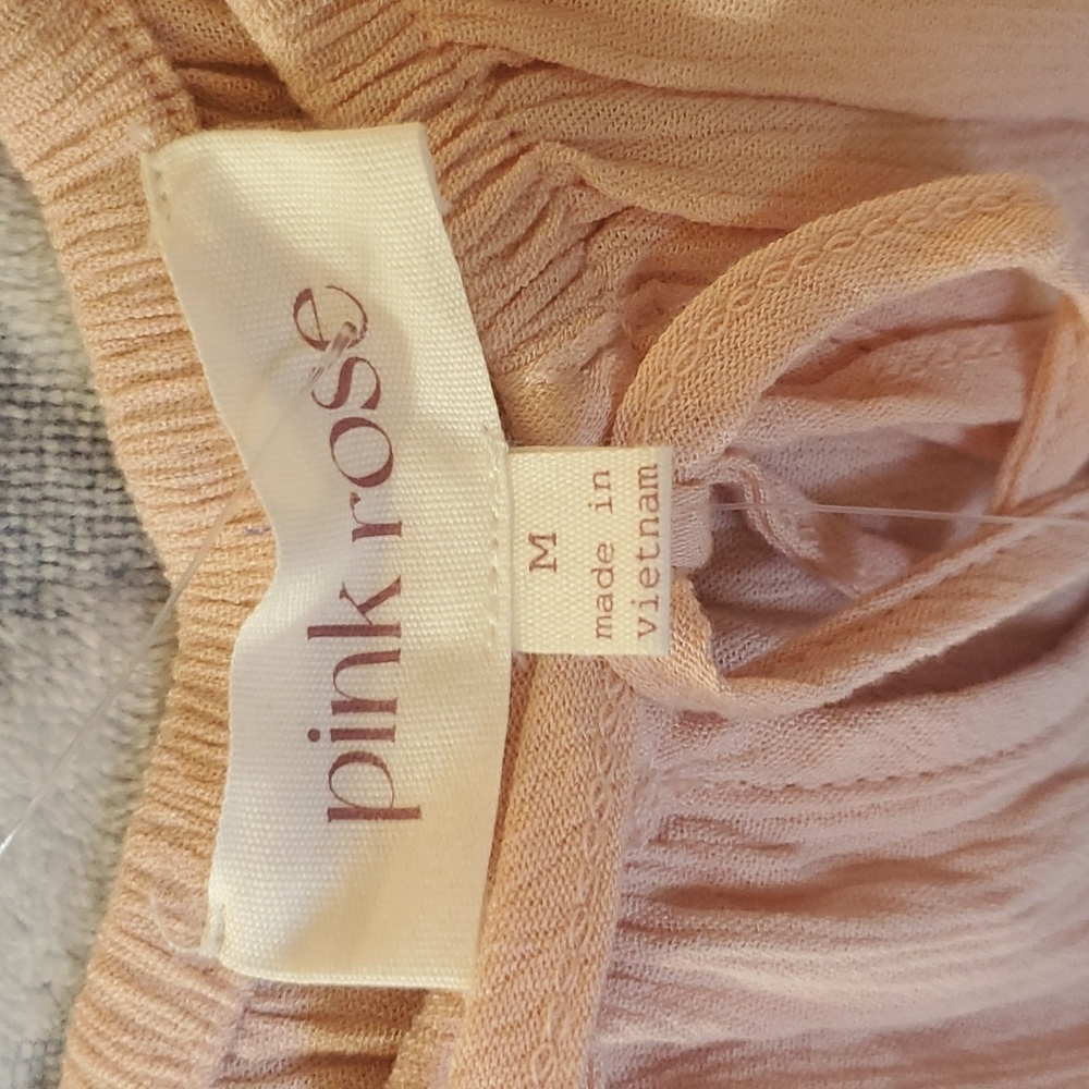 Pink Rose medium NWT blouse/top crop top flowy Crystal Peach - Picture 4 of 9